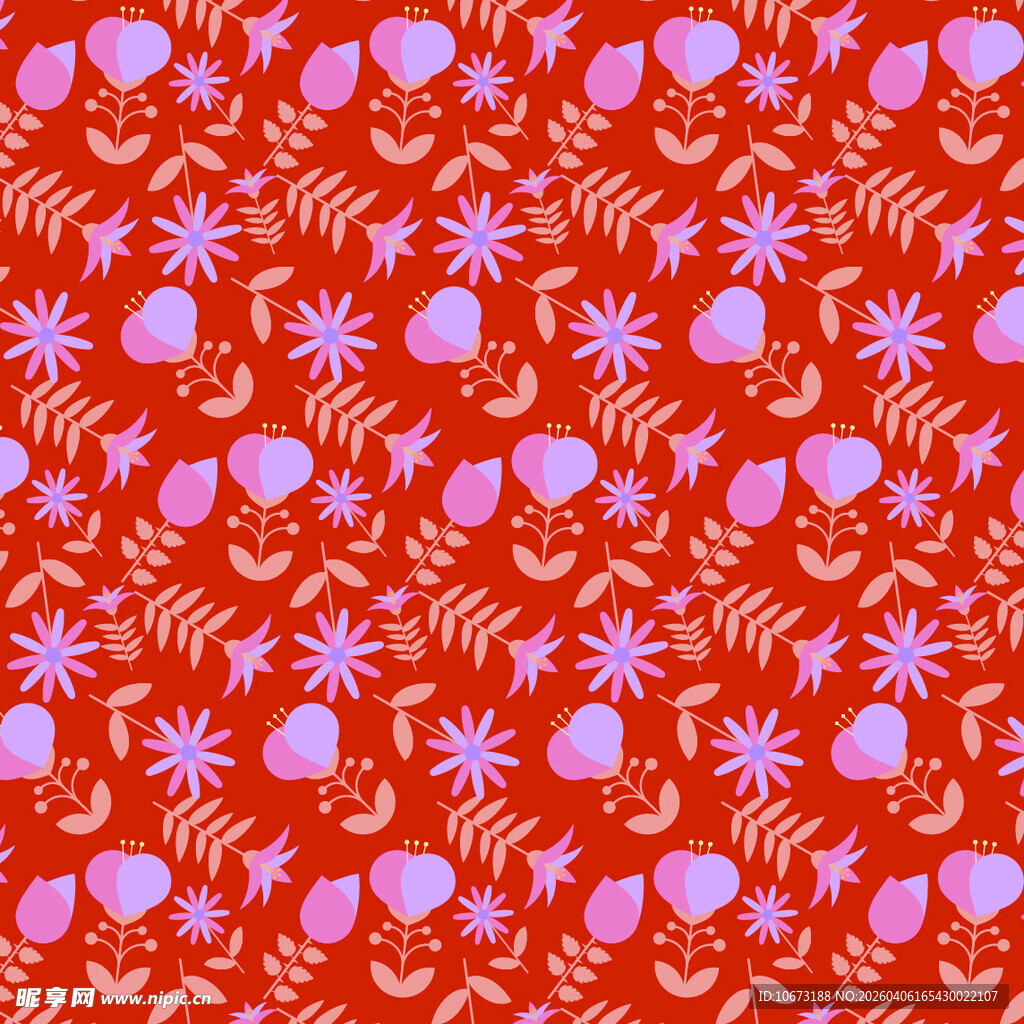 花卉图案无缝背景图