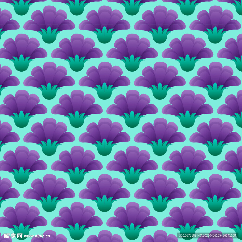 紫色花卉图案无缝背景图