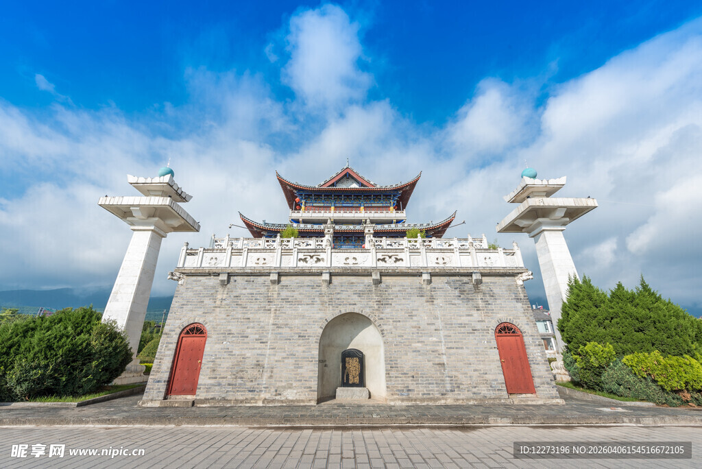 中式古典门楼建筑景观