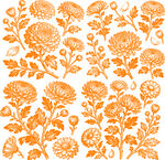 橙色菊花花卉图案背景纹理