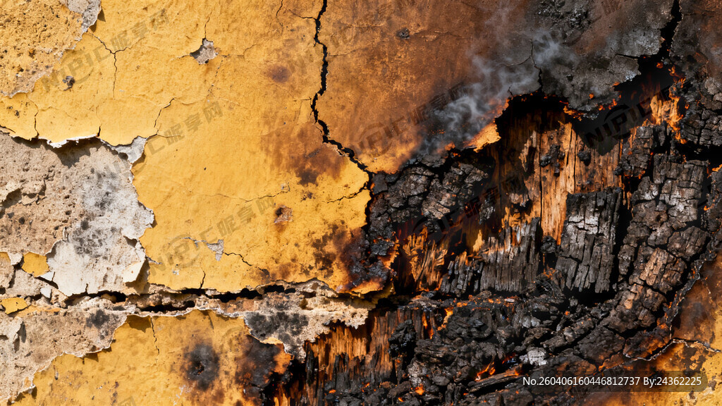 被大火烧过的墙面