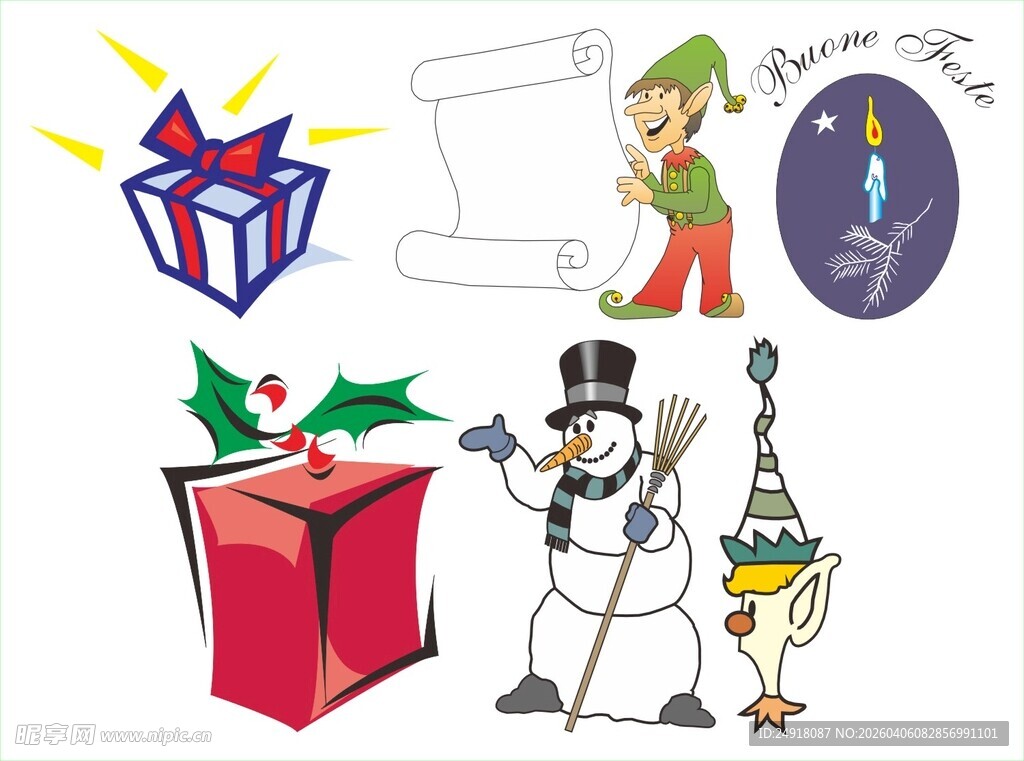 圣诞主题卡通元素集合