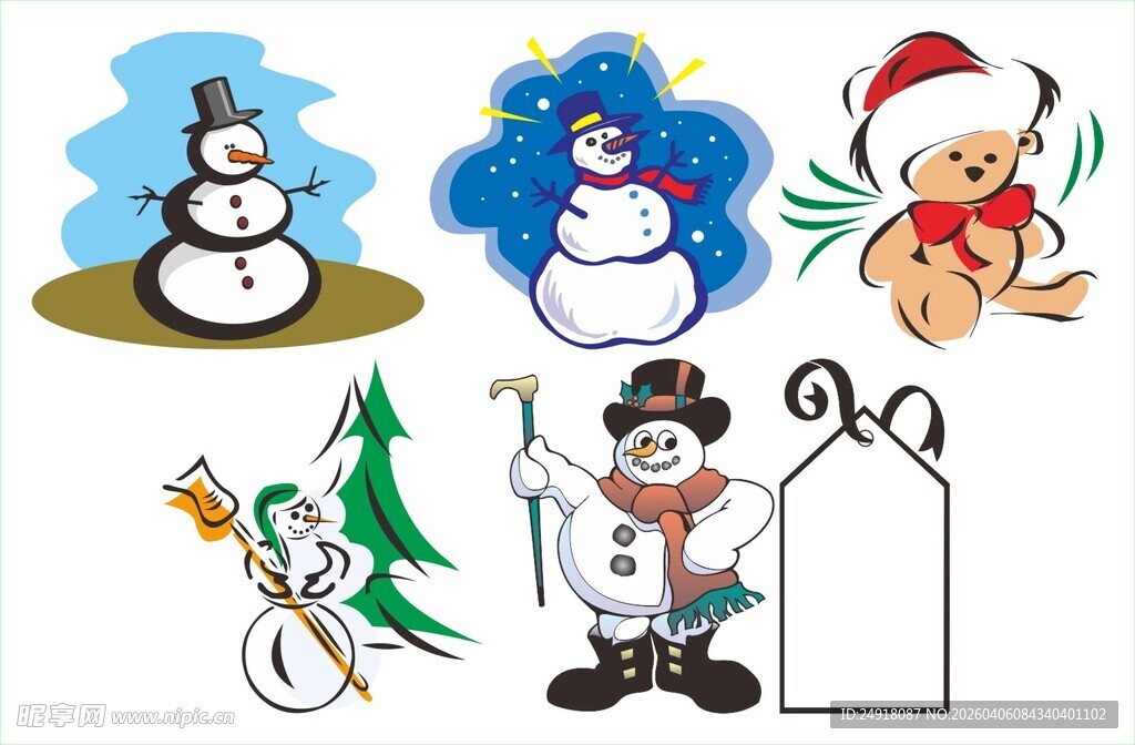 圣诞雪人及装饰元素集合