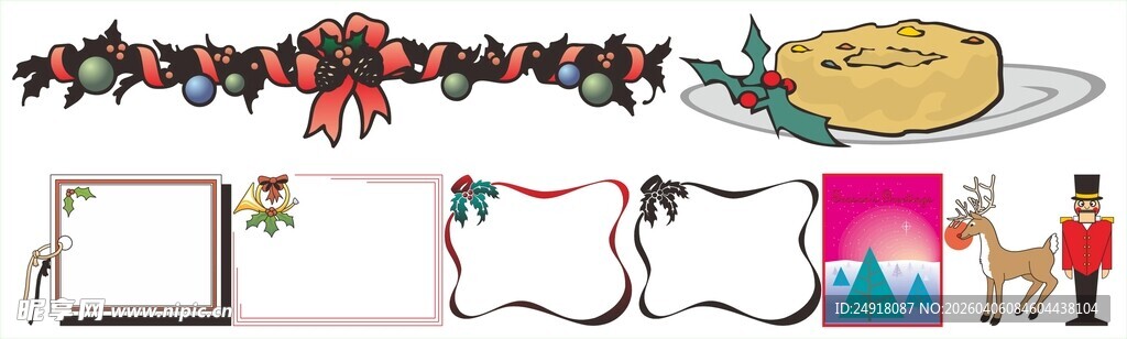 节日装饰与美食边框素材