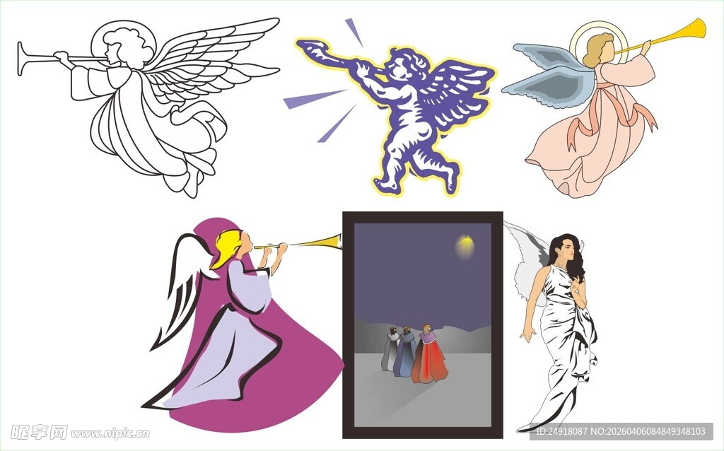 天使主题插画素材展示