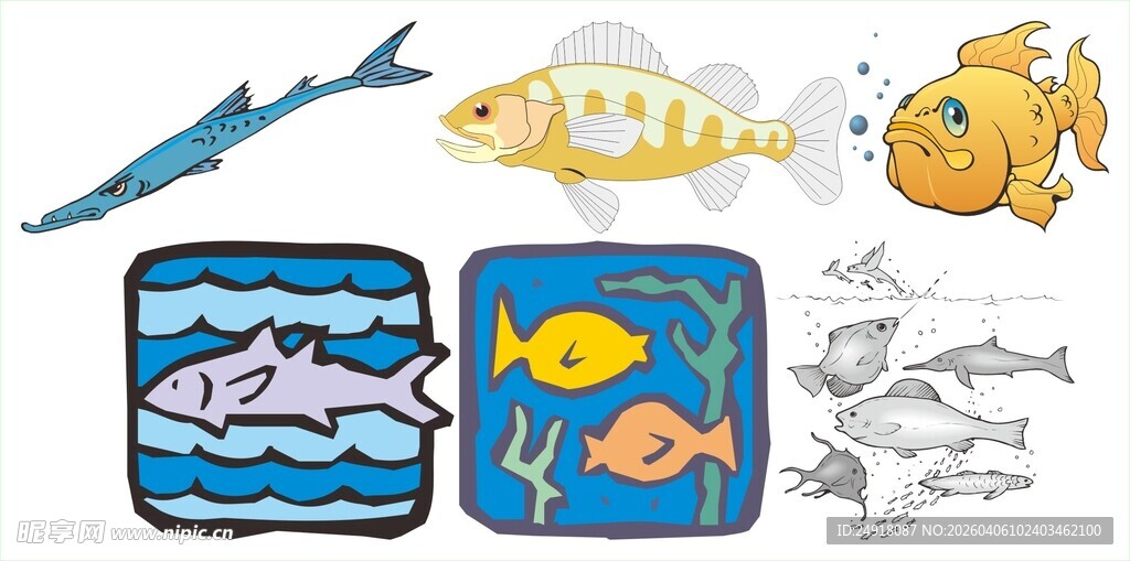 海洋鱼类图案设计素材