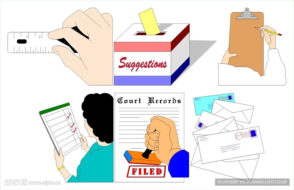 办公场景与文件处理元素