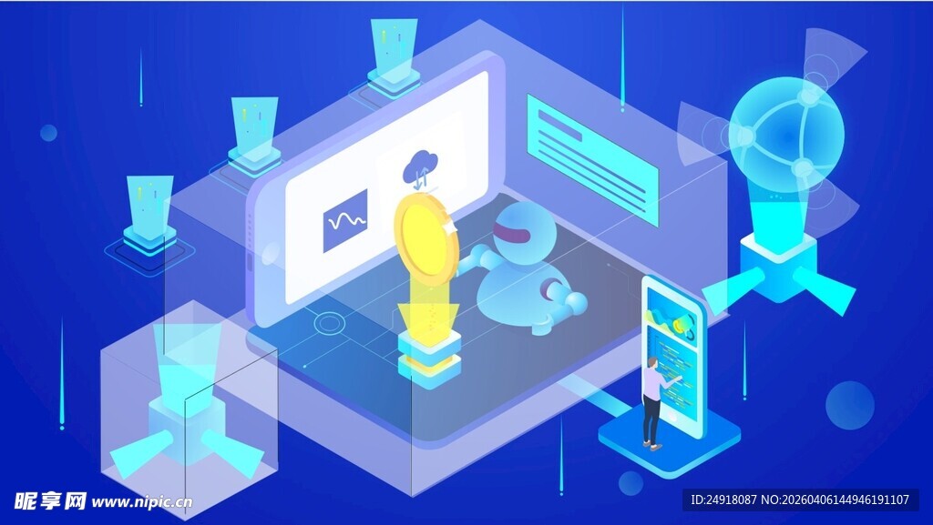 科技海报 人工智能背景 蓝色图