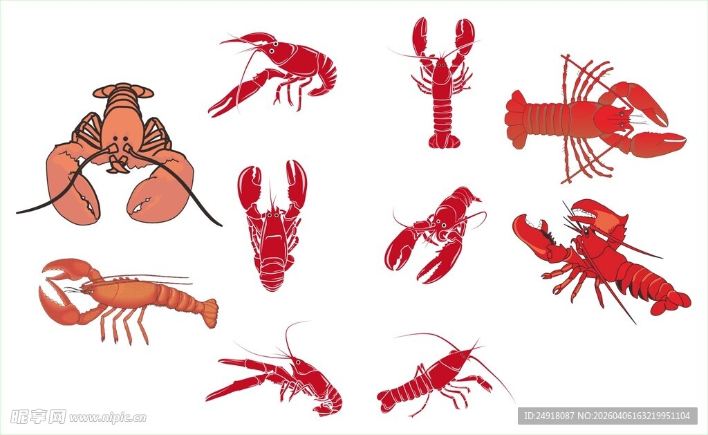 多样小龙虾图案集合