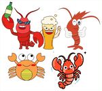 矢量龙虾图案 卡通龙虾