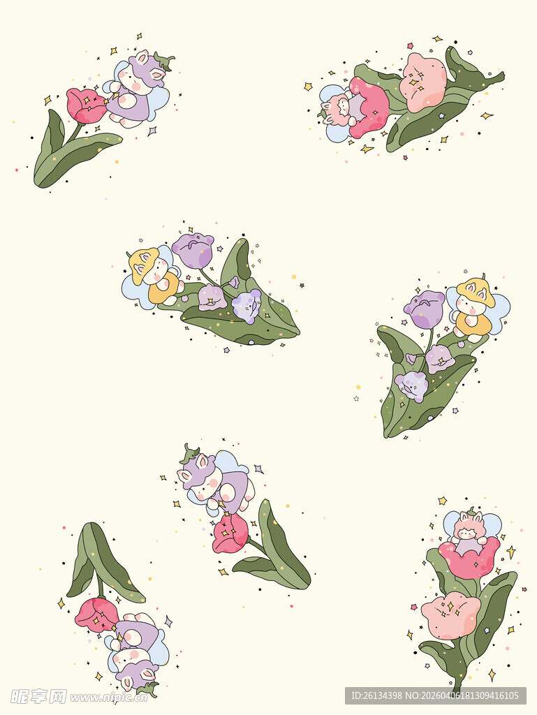 水彩花卉图案设计元素