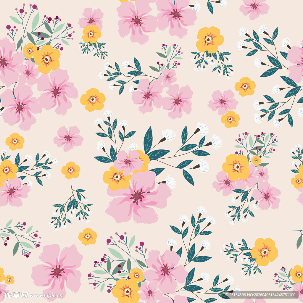 粉色花卉图案背景纹理