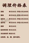调理价格表展示