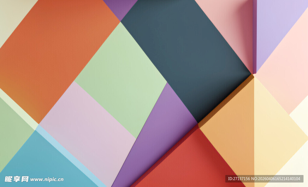 多彩几何拼接色块图案