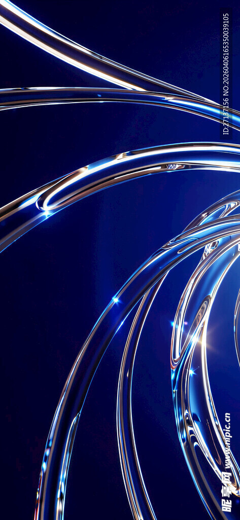 蓝色流光线条抽象背景图