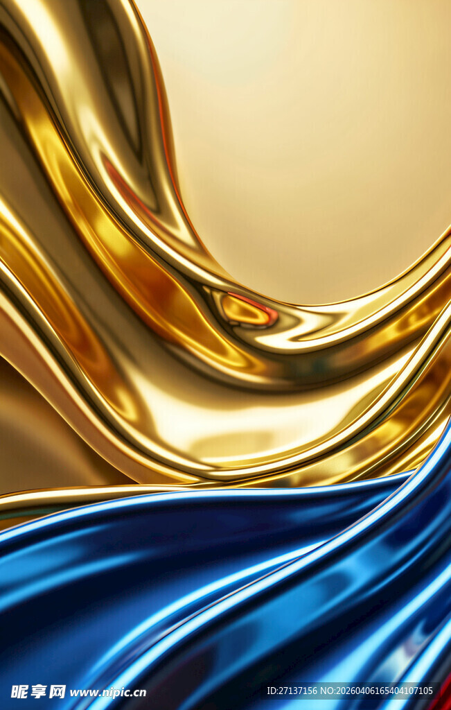 金蓝交织的流动质感画面