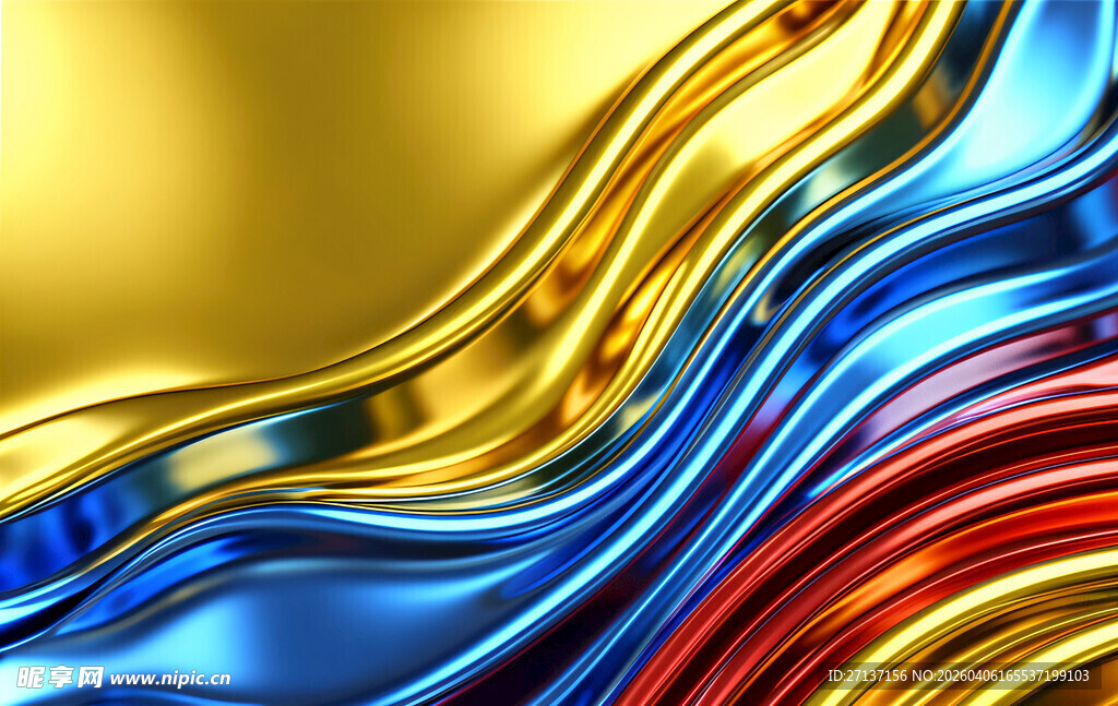 绚丽多彩流体金属波纹图