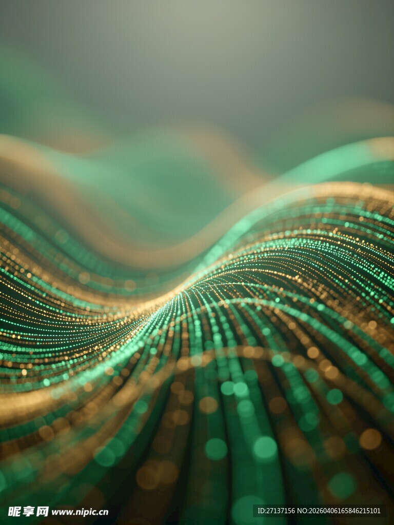 绿色粒子波浪动态背景图