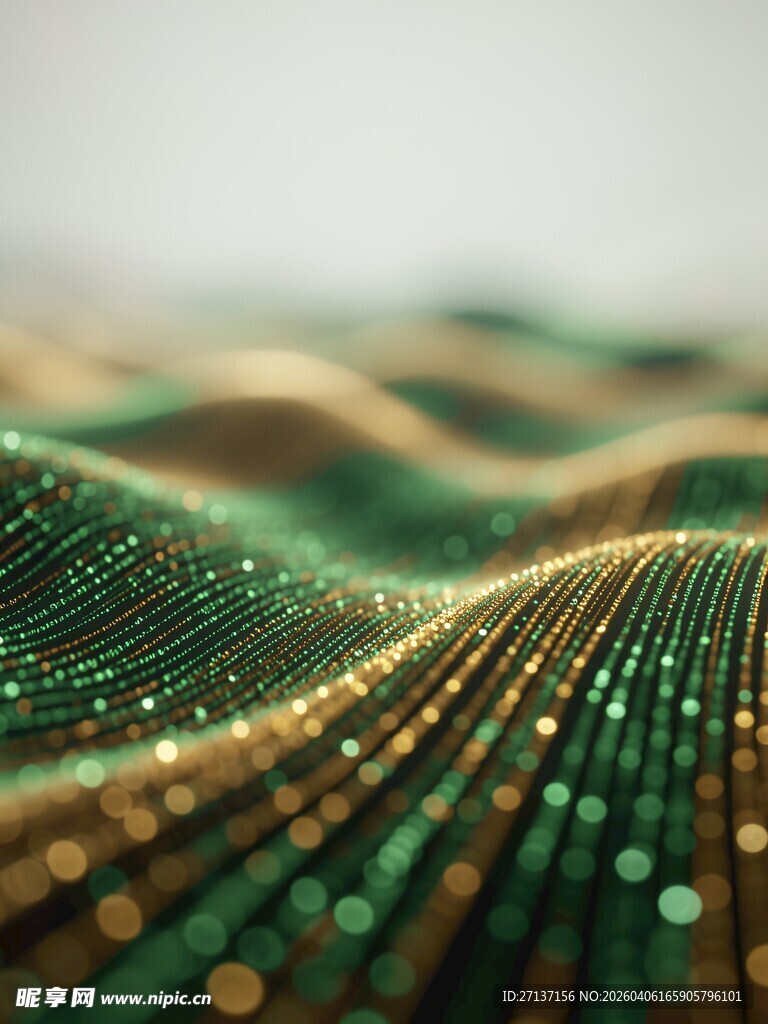 金色粒子波浪抽象背景图