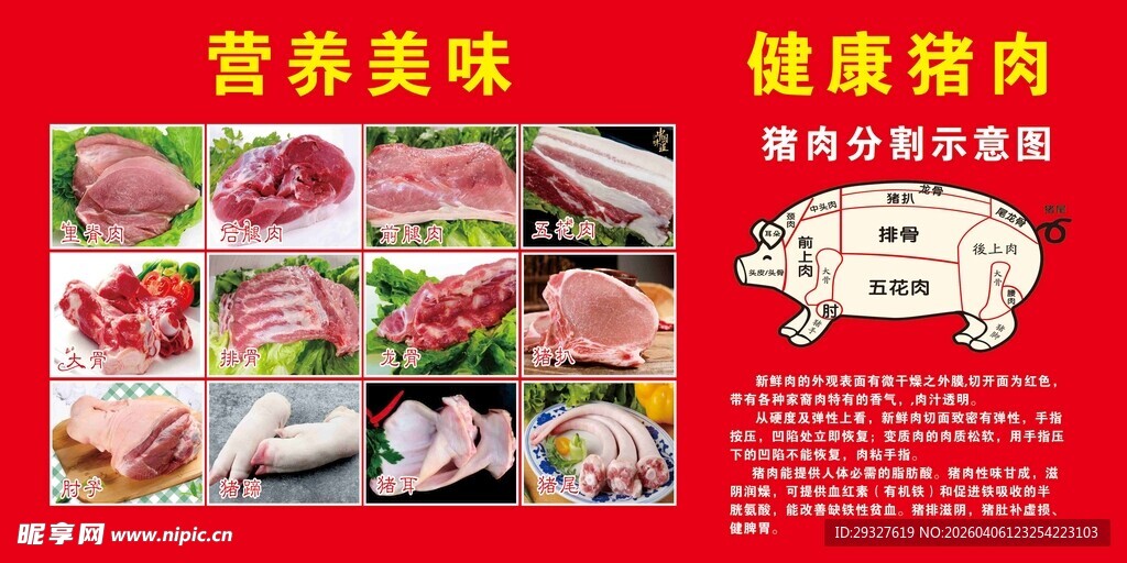 营养美味健康猪肉展示