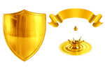 金色盾牌与奖杯装饰元素
