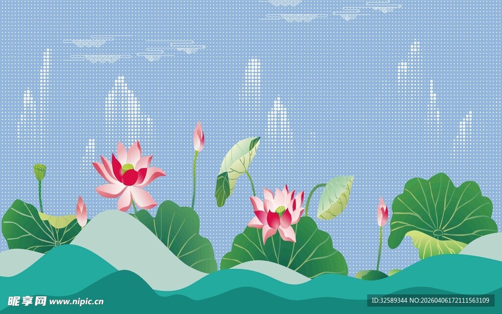 雨中荷花绽放美景