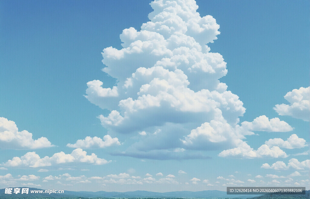 蓝天白云下的壮观积云