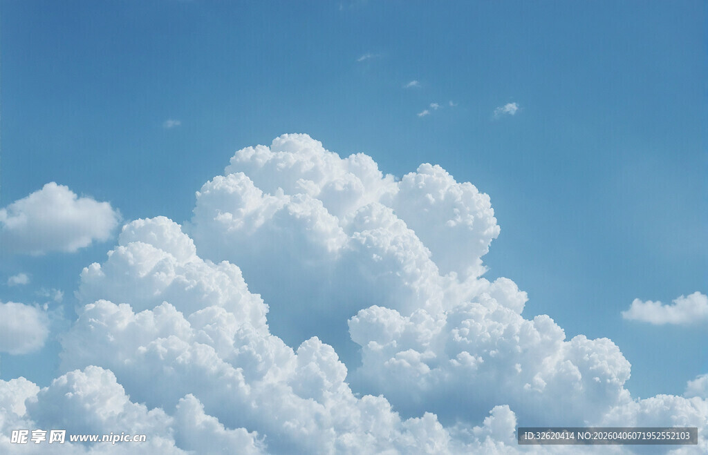 蓝天中的蓬松白云