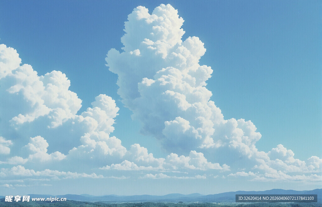蓝天之上的蓬松云朵