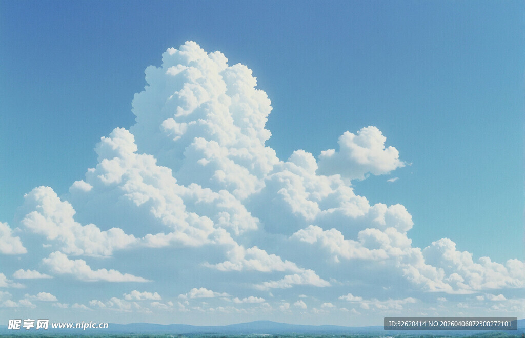 蓝天中的蓬松云朵