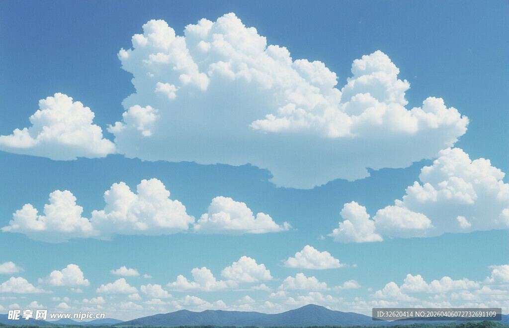 蓝天白云下的纯净天空