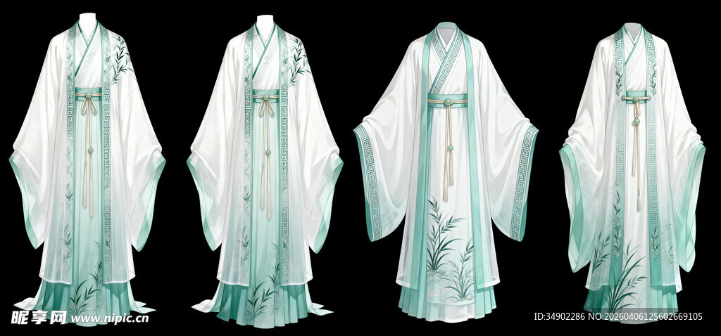 古风飘逸白色汉服展示