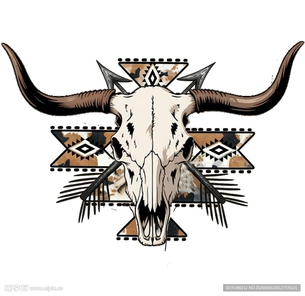 牛头骨部落风装饰图案