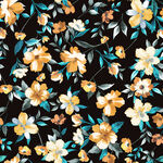 黑色底花卉图案印花