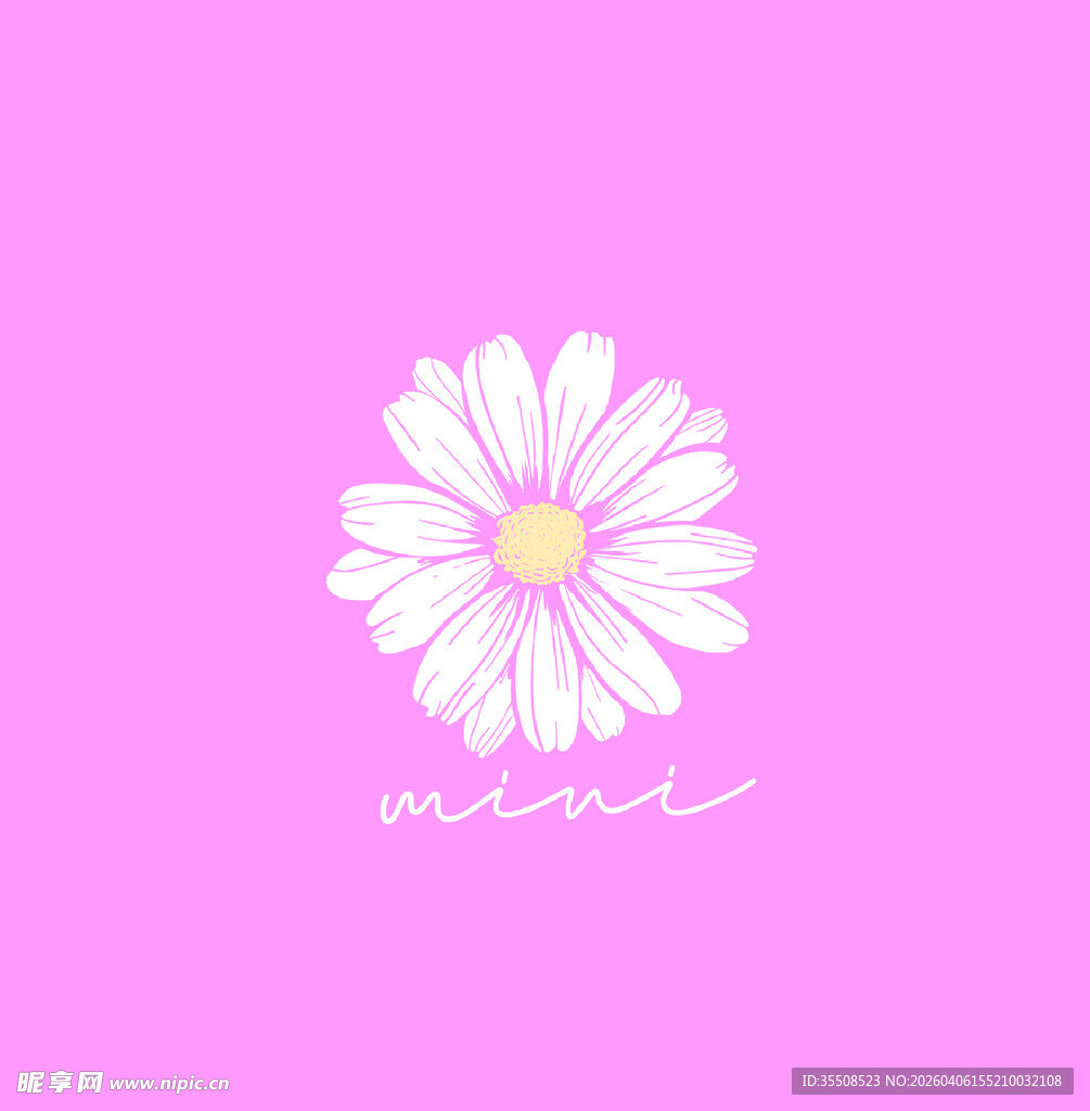 粉色背景上的简约雏菊图案