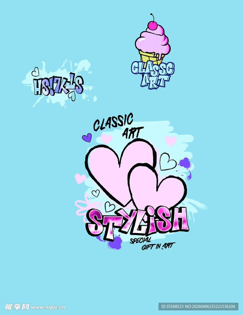 可爱卡通风格女孩主题元素