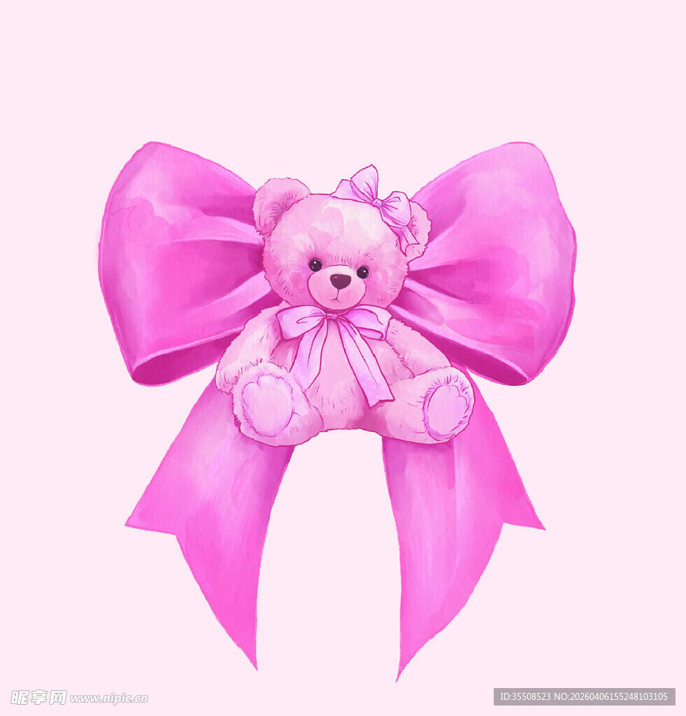 粉色小熊蝴蝶结装饰