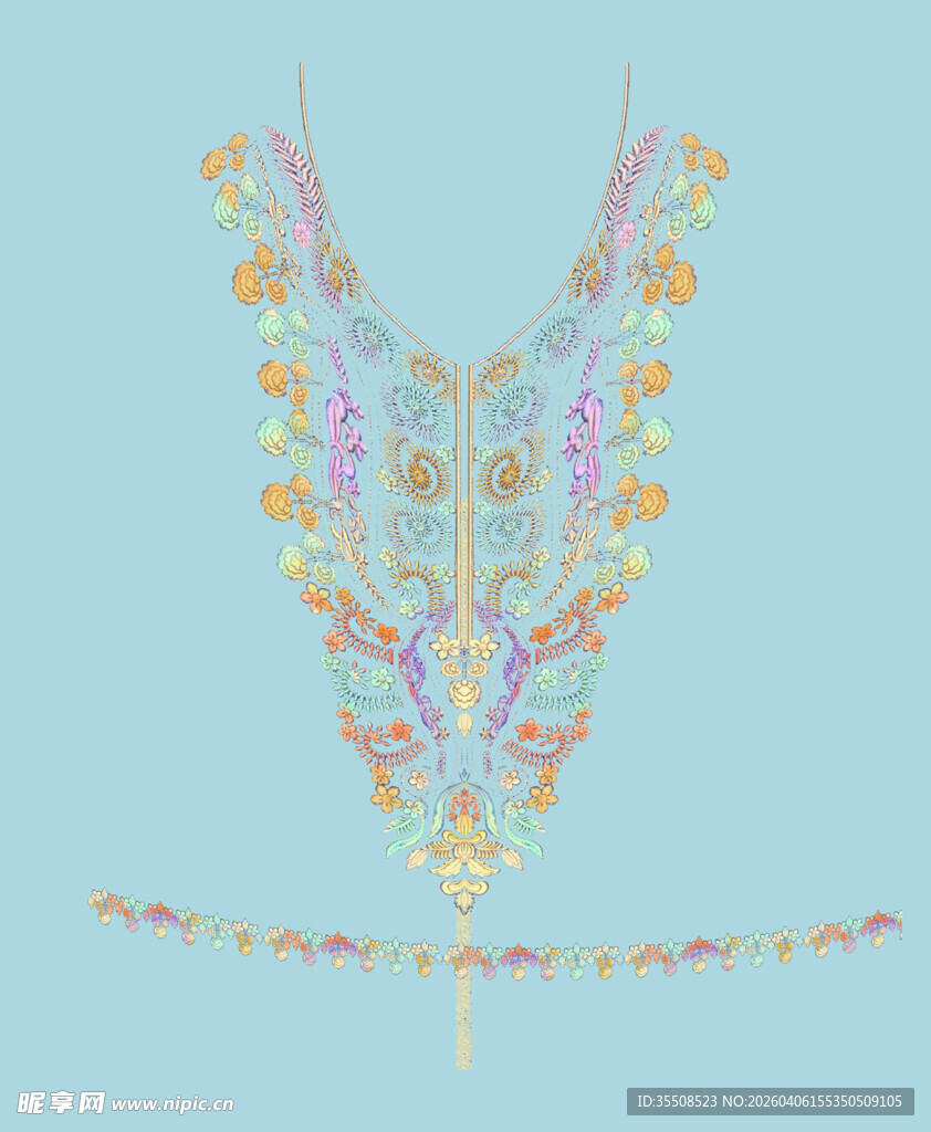 精美花卉图案服饰设计稿