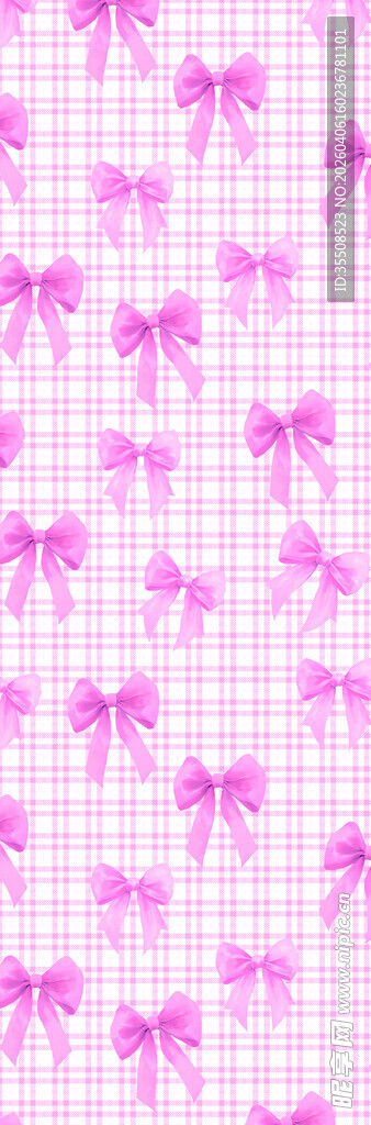 粉色蝴蝶结格子图案背景