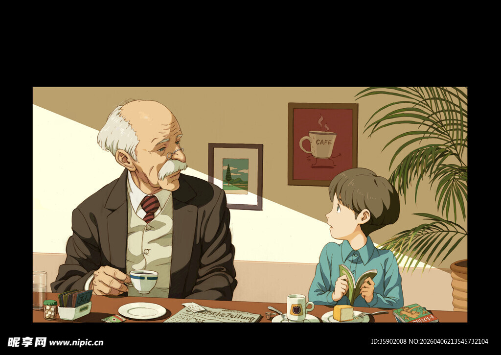 爷孙温馨用餐时刻