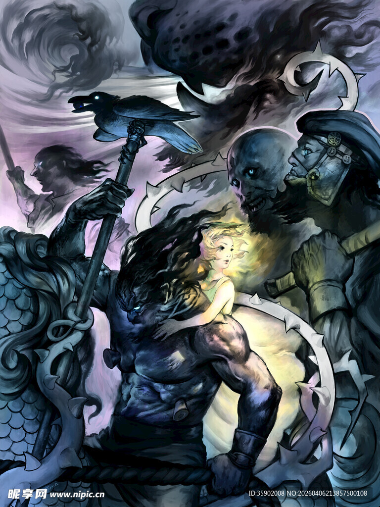 奇幻战斗场景中的勇士对决