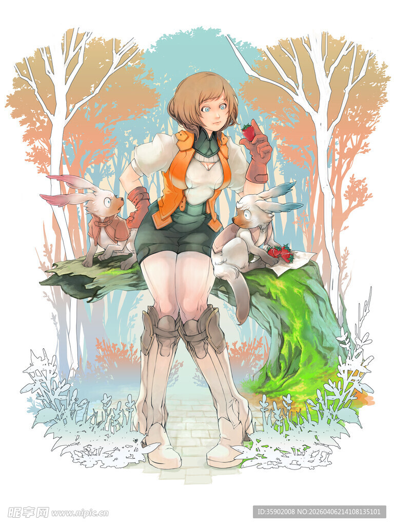 森林中的奇幻少女