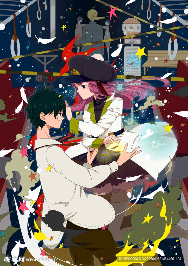 动漫风街头场景中的角色