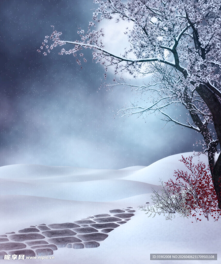 冬日雪景中的静谧小路