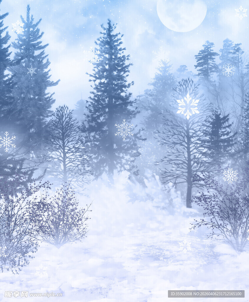 冬日雪林梦幻景致