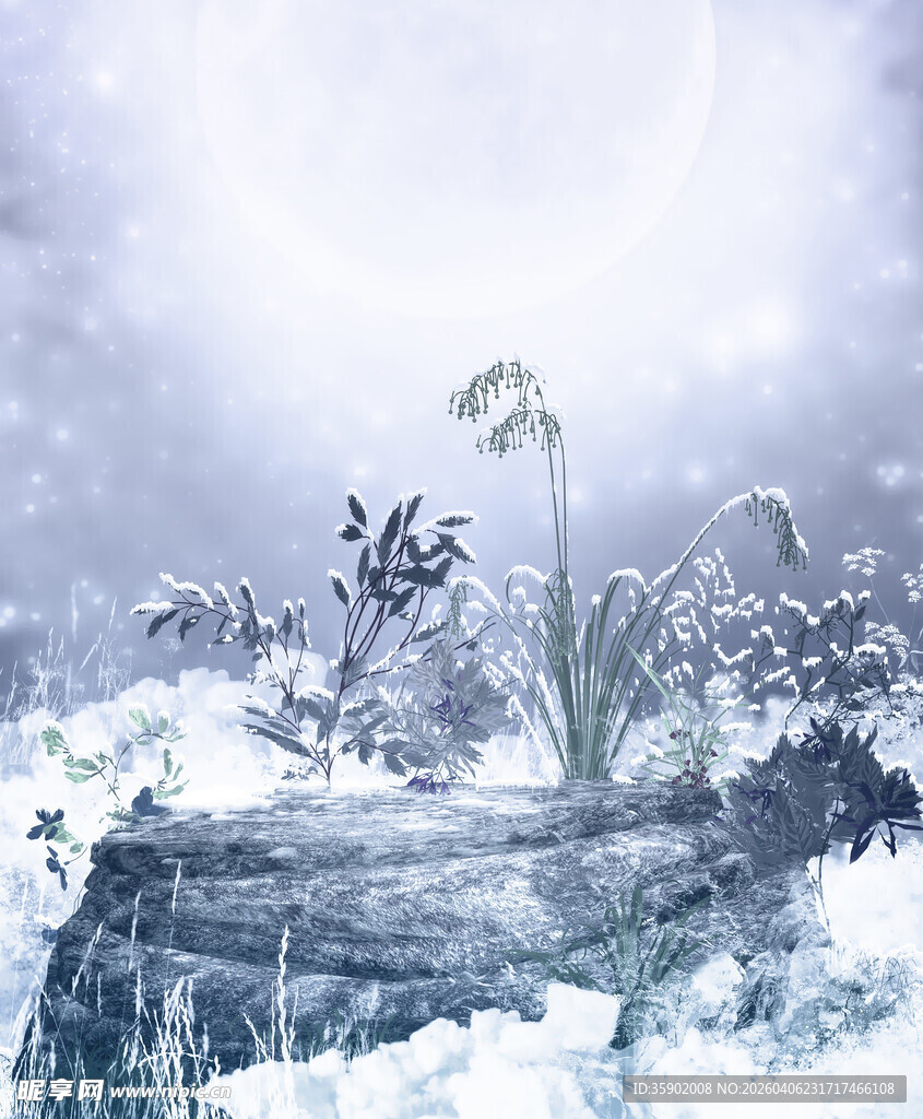 冰雪中的奇幻植物景观