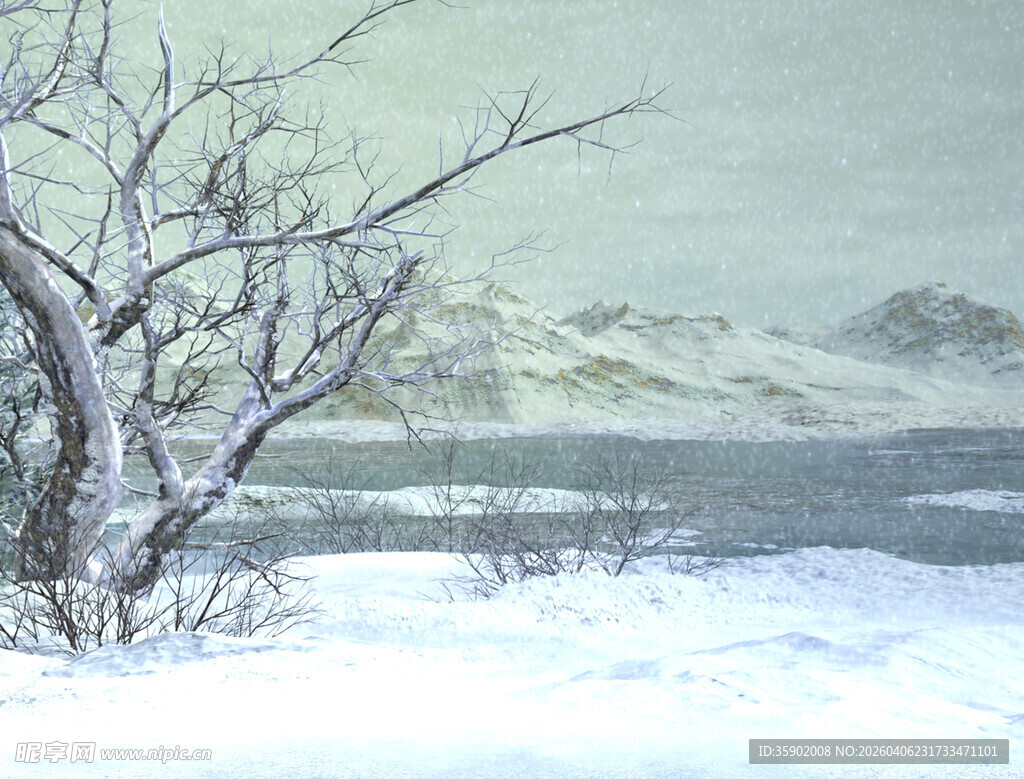 冬日雪景银白天地之美