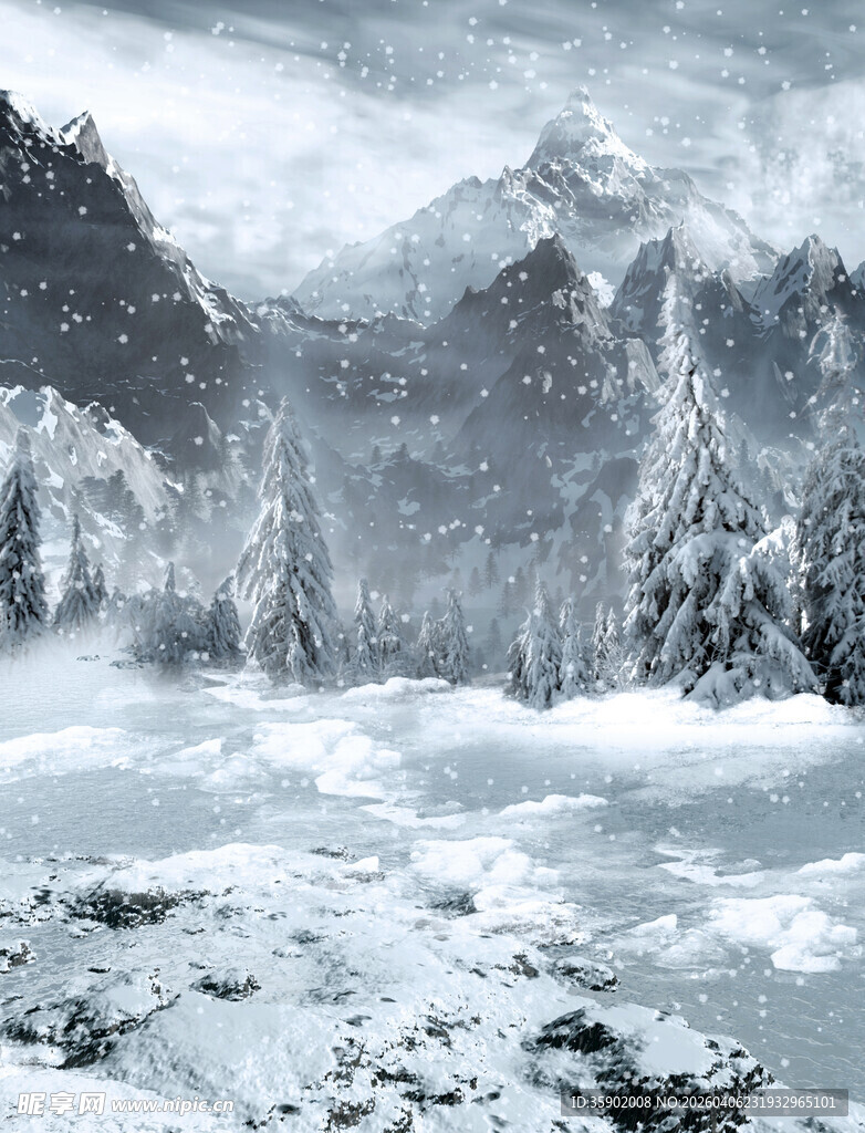 冬日雪山壮丽景观