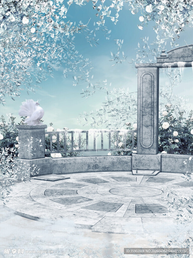 梦幻雪景中的静谧户外空间