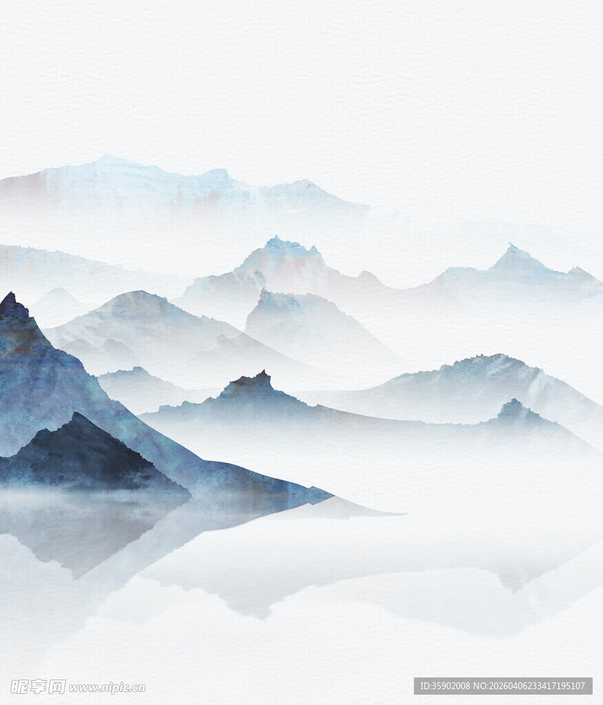 水墨山水云雾缭绕的仙境